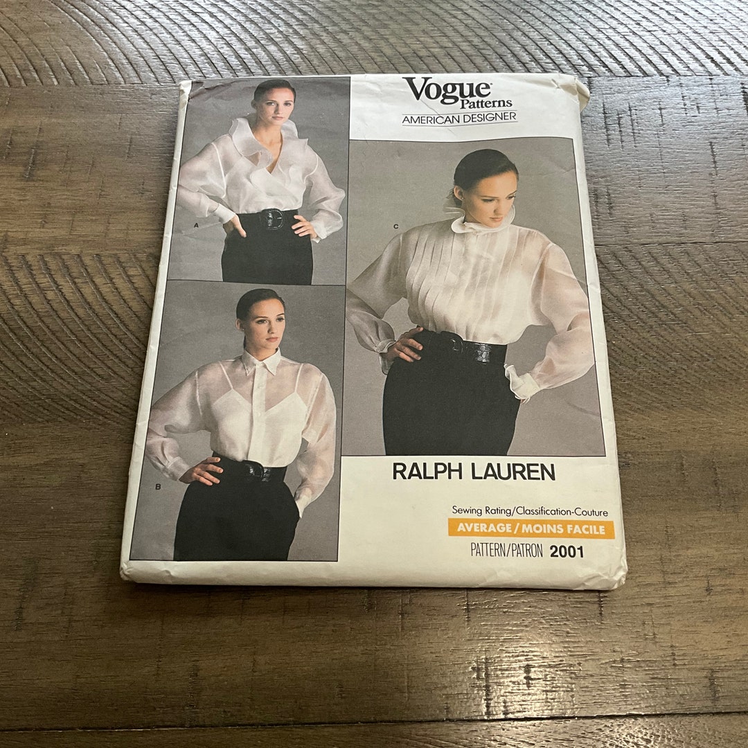 Vogue Ruffles Vogue 2001 Sewing Pattern Ralph Lauren Very Loose Fitting Blouse Close ...
