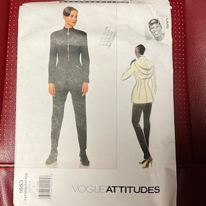 Vogue Attitudes  1653 Byron Lars Sewing Pattern Misses Jacket & Pants Loose Fitting Partially Interfaced Lined Below Hip Jacket Size 8