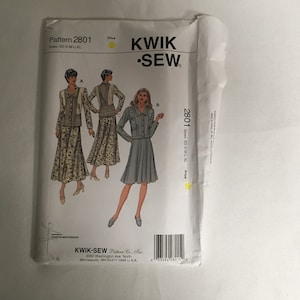 Kwik Sew 2801 Sewing Pattern Misses Jackets & Skirts Pull On Skirt Eight Gores Elastic In Casing Unlined Jacket  Size XS  S M L XL Uncut