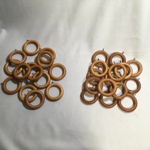 18 Wood Curtain Rings, Vintage Brown Wooden Curtain Rings, Wooden Drapery  Rings, Curtains Wooden Rings With Metal Clips, Wooden Rings 