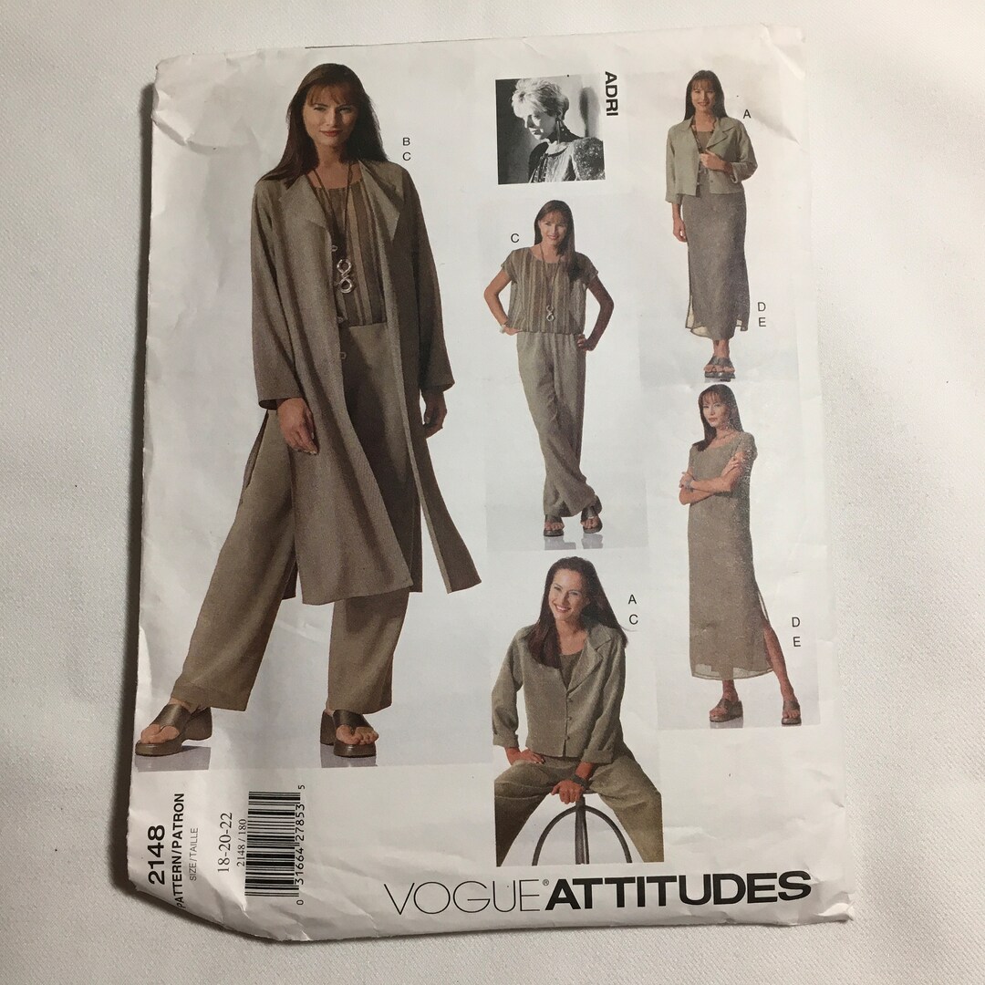 Vogue 2148 Sewing Pattern Misses Petite Jacket Duster Dress Top Slip ...