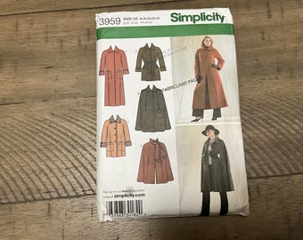 Simplicity 3959 Sewing Pattern Misses Petite Lined Coat Jacket Lined Cape 2 Lengths Belted Coat Size 16 18 20 20 22 24 Plus Size new Uncut