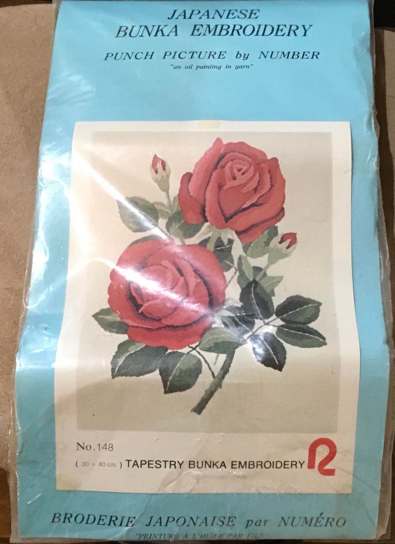 Japanese Bunka Embroidery Punch Picture by Number Roses an Oil Etsy