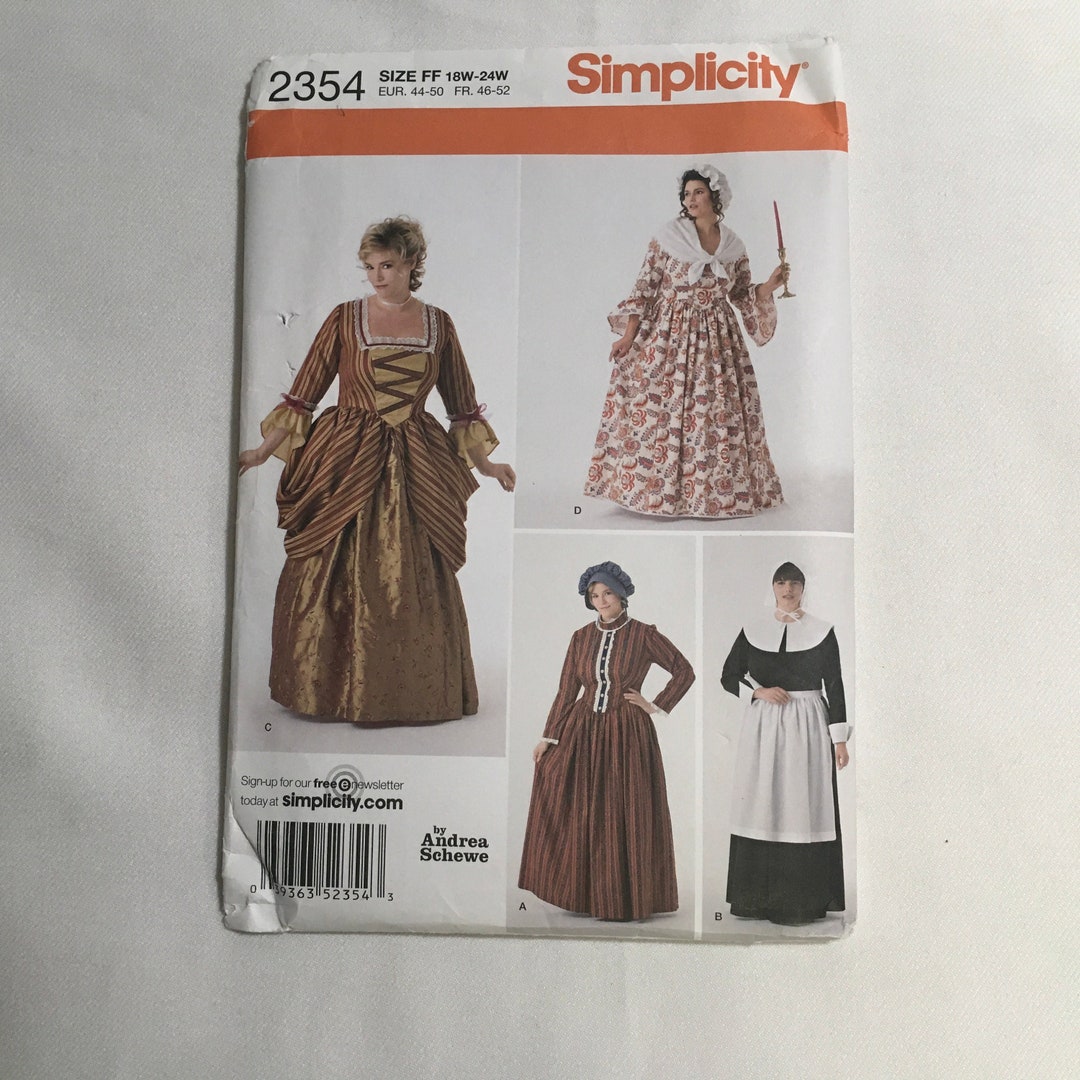 Simplicity 2354 Sewing Pattern American Colonial Gown Dress 18th ...