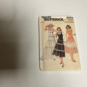May include: A vintage sewing pattern for three different skirts. The pattern is from Quick & Easy Butterick and is number 6053. The pattern is for size 10.
