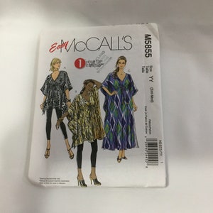 McCall's Sewing Pattern M6125 6125 Misses Top Tunic Caftan Pattern Loose Fitting Shaped Hem Maxi Length Above Mid Knee Size 18W 20W 22W 24W