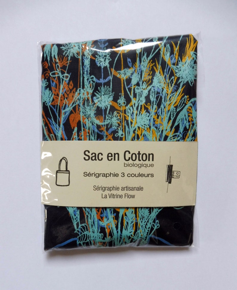 Madame Fleurs printed in handcrafted silkscreen Tote Bag bleu