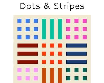 Dots & Stripes Quilt Pattern: Beginner Throw Size (PDF Pattern)