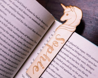 Unicorn Bookmark - Wood Bookmark - Unicorn Gift - Book Lover Gift - Personalized Bookmark - Wooden Bookmark - Children's Stocking Stuffer