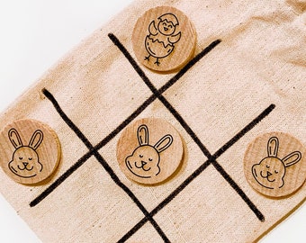 Easter Tic Tac Toe Game - Wood X's and O's - Noughts and Crosses - Children's Games - Easter Basket Gift - Small Gift Ideas - Gifts under 10