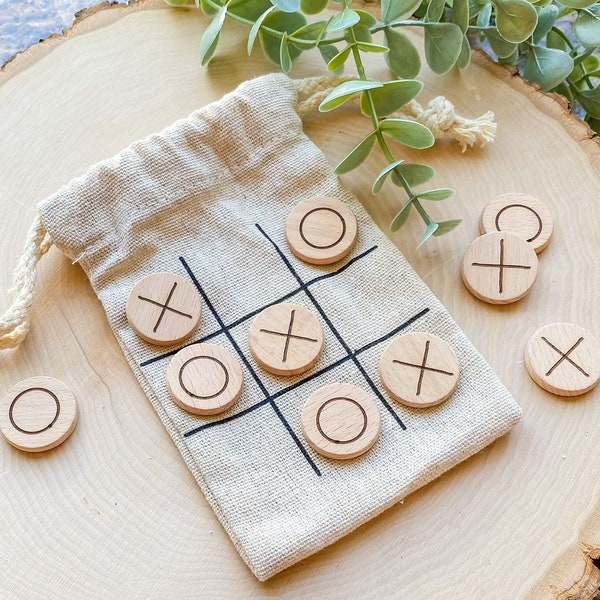 Wood Tic Tac Toe - X's and O's - Noughts and Crosses - Children's Games - Wood Games - Small Gift Idea - Valentine’s Gift - Stocking Stuffer