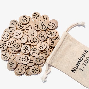1 100 Counting Discs  Numeracy Number Learning Educational Games  Wood Counting Coins  Homeschool Kindergarten Montessori Reggio