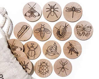 Memory Match Insect Bug Game  - Wood Travel Game - Kids Matching Game - Educational Homeschool Montessori - Children's Stocking Stuffer