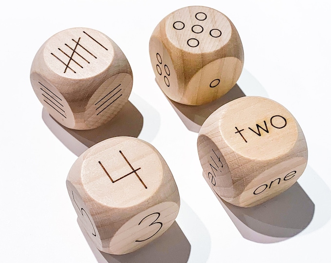 Wood Dice / Large Kids Natural Wooden Dice Set / Educational Wood Toy / Numeracy Learning Materials / Childrens Game / Family Game Night