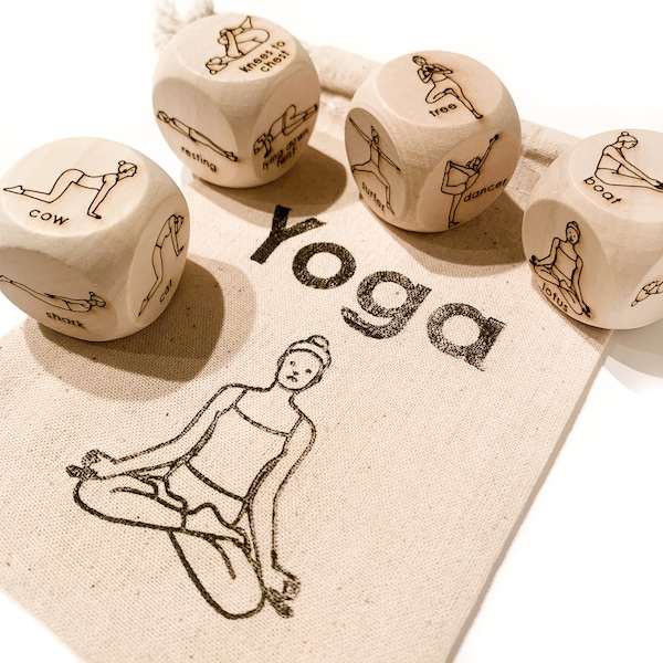 Yoga Game - Kids Yoga Dice Wood Game - Children's Yoga Poses - Preschool Kindergarten Toddler Family Activity - Yoga Meditation for Children