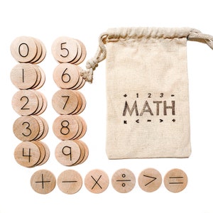 Wood Math Manipulatives / Educational Math Game / Kindergarten Math Activites / Numeracy Learning / Homeschool Resources / Montessori Math image 1
