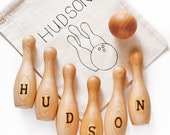 Wood Bowling Toy - Personalized Wood Toy - Wooden Skittles Game - First Birthday Gift - Toddler Wood Toy - Custom Bowling Set - Montessori