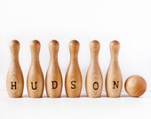 Personalized Wood Bowling Set - Personalized Wood Bowling Game - Custom Childrens Bowling Toy - Toddlers Bowling Set - Wood Toy - Montessori