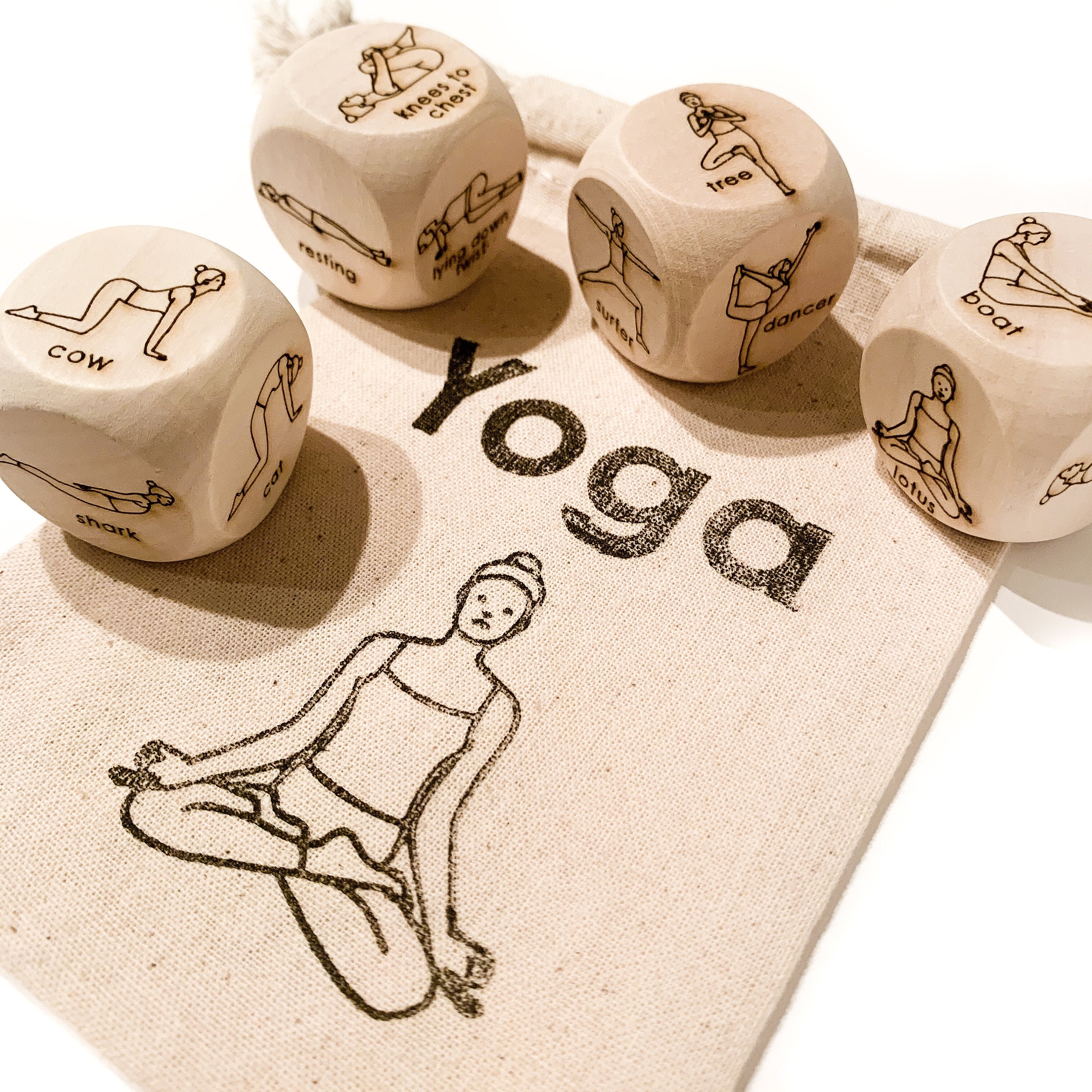  Homotte Wooden Yoga Dice Set For Kids, Fun Workout Game