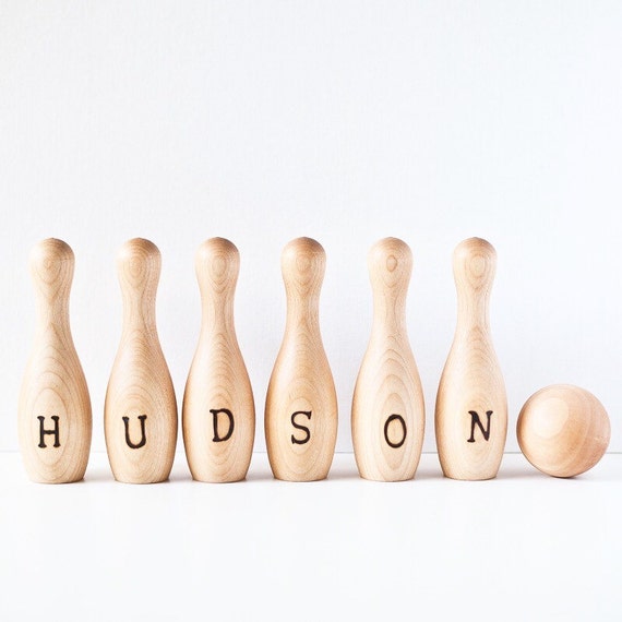 Personalized Wood Bowling Set Game Image 0