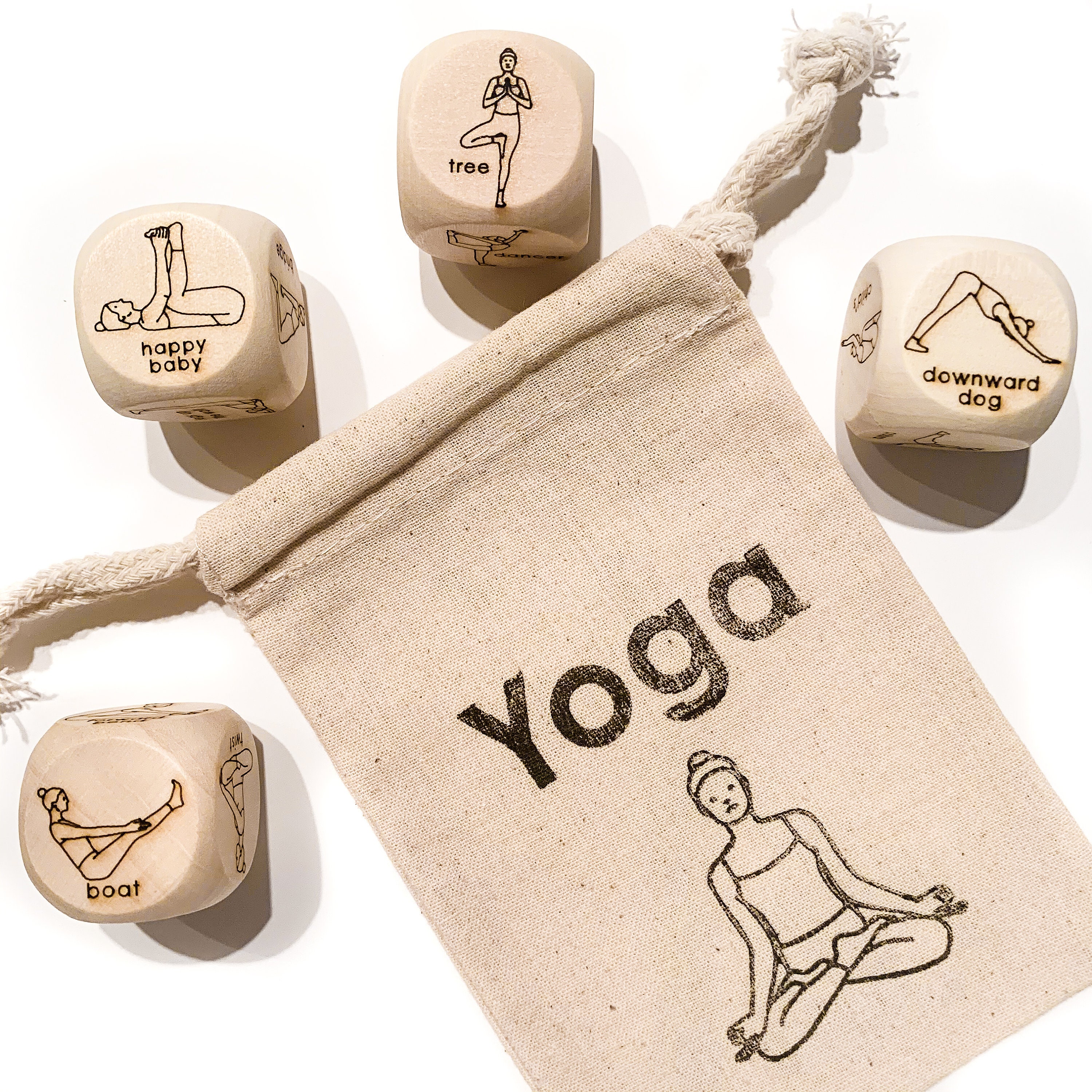 Games, Yoga Dice Kit Game Set Of 4 Dice 24 Yoga Poses Instructions  Professor Puzzle