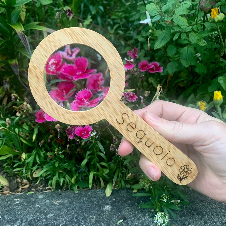 Kids Wood Magnifying Glass / Personalized Magnifying Glass / Childrens Bamboo Magnifier / Personalised Wood Toy / Custom Wood Toy image 3