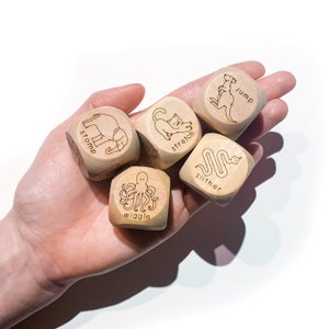 Animal Actions Wood Dice Game / Children's Animal Movement Activity / Kids Charades Game / Toddler Preschool Kindergarten Montessori Waldorf image 5