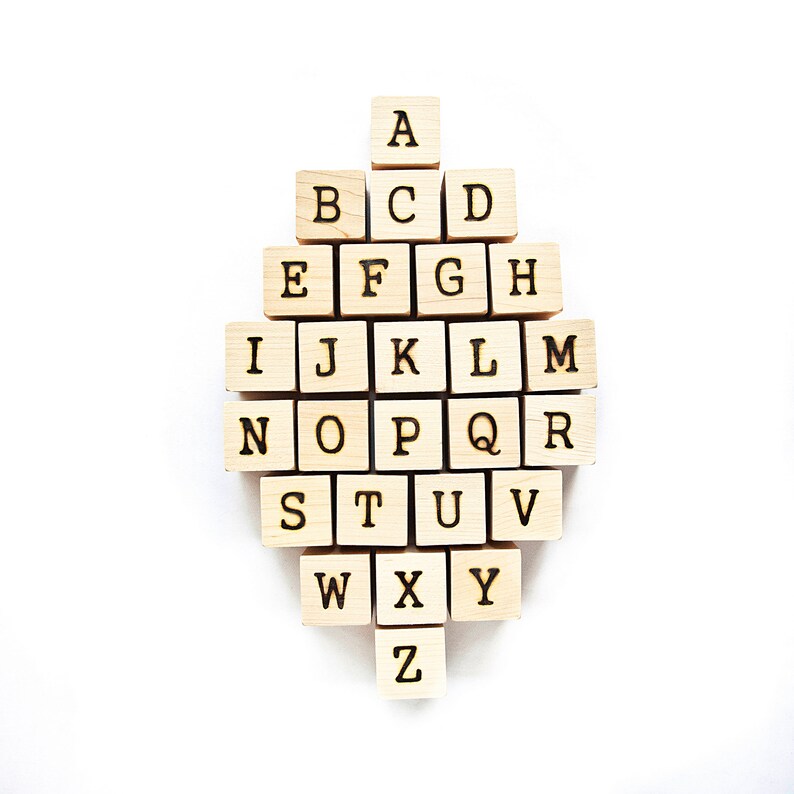 unfinished wooden alphabet blocks