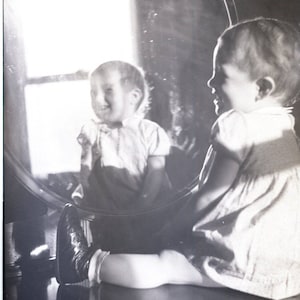 Vintage Original Photo Negative Abstract Child Mirror Reflection
