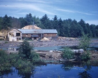 Vintage 35mm Slide Kodachrome Red Border Slide Gloversville NY Lumber Mill 1951 3 Images