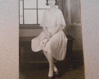 RPPC Post Card Beautiful Young Girl Teen Shoes Flapper Style Dress Pose