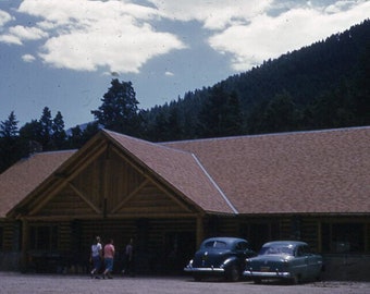 Vintage 35mm Slide Kodachrome Red Border Slide Girl Scouts Camp Building Cody Wyoming 1952