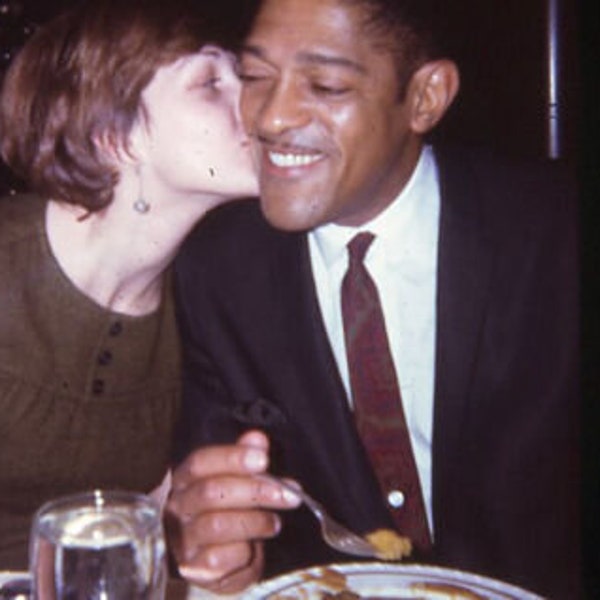 Vintage 35mm Slide Interracial Kiss African American Man Caucasian Woman 1968