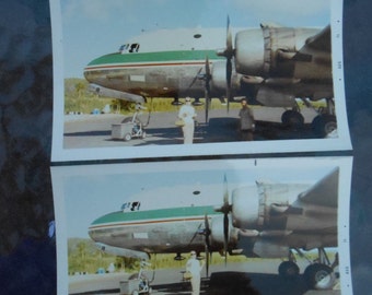 Vintage Original Photo Snapshot Plane DC 9 THAILAND Bora Bora