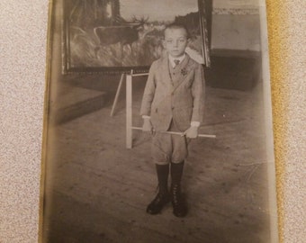 Real Photo Postcard RPPC Boy Painting