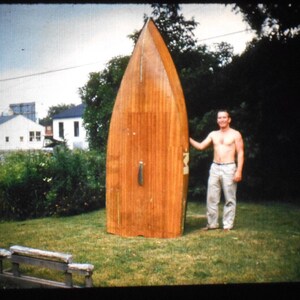 Kodachrome 35mm Slide 1950&#39;s Wood Boat Shirtless Man Gay Int