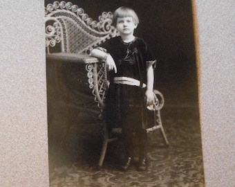 RPPC Post Card Beautiful Young Girl Toddler Shoes Chair Dress Pose