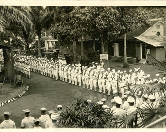 Vintage Photo Snapshot Hawaii 1920s Military Navy Patrol Group