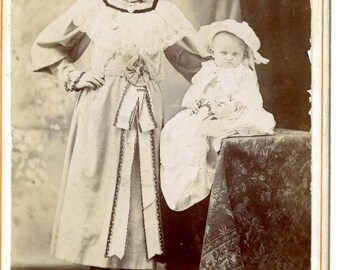 Victorian Cabinet Card  Pretty Young Girl Infant New York