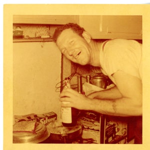 Vintage Photo Snapshot Handsome Man Drinking Whiskey