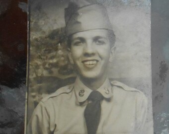 Vintage Photo Photo Booth Soldier WWII