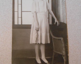 RPPC Post Card Beautiful Young Girl Teen Shoes Flapper Style Dress Pose
