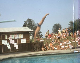 Vintage 35mm Slide Kodachrome Abstract Blurry Diving Slide Mid Dive 1970