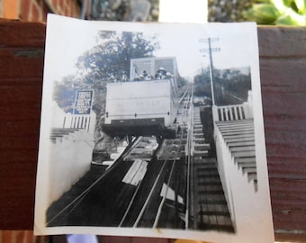 Vtg Original Photo Snapshot Rubio Canyon Tram Car California B & W
