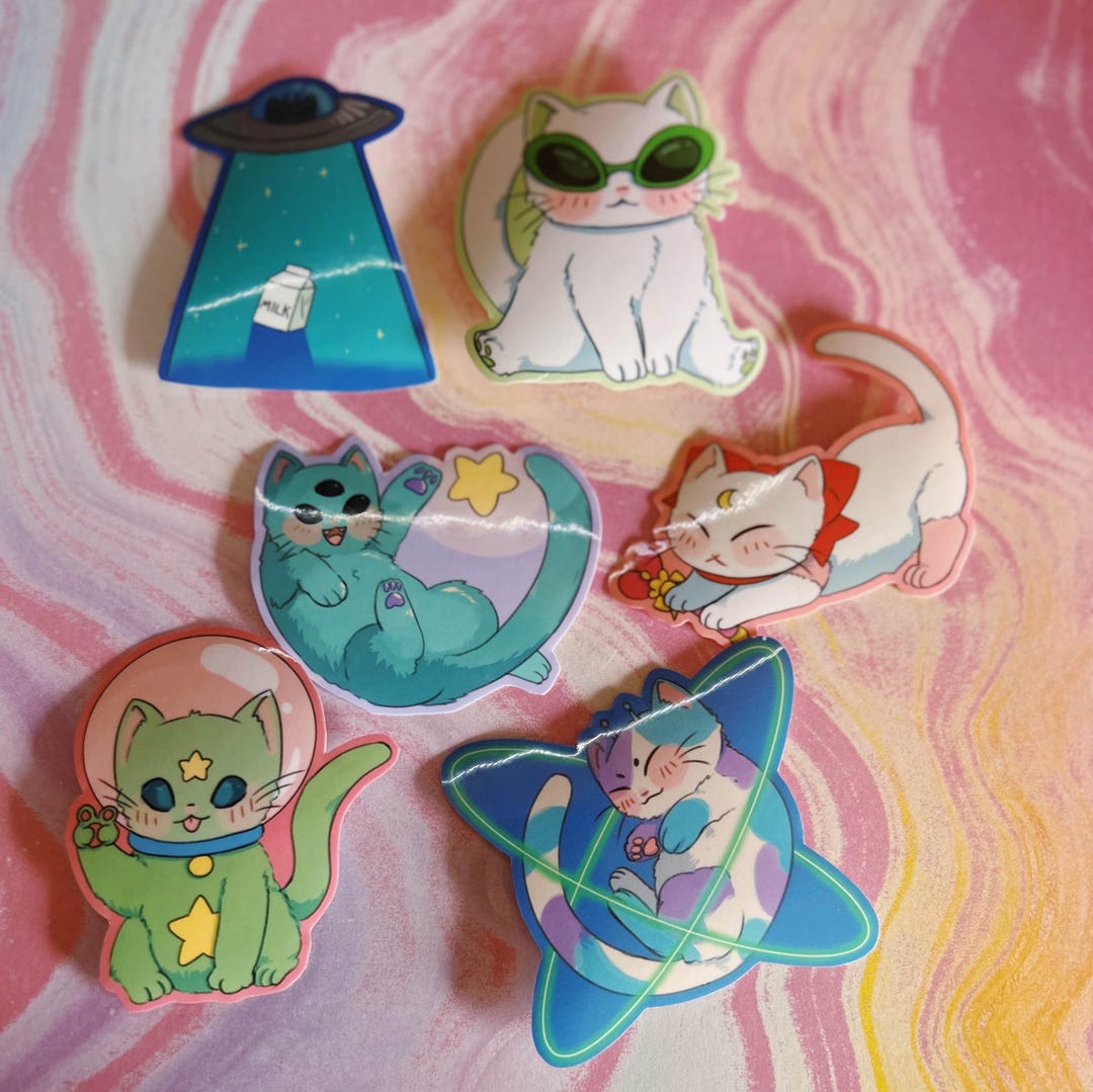 Alien Cat Stickers - Etsy