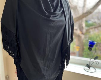 Jersey shawl triangle scarf with fringes flamenco Spain