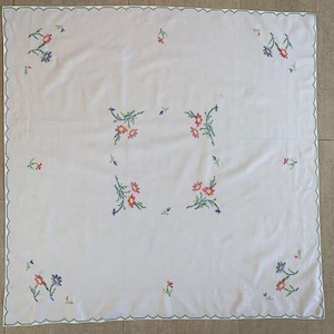 German cotton handmade tablecloth with wild flowers