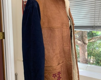 Italian Jacket Shearling  and Felted  Cotton size L