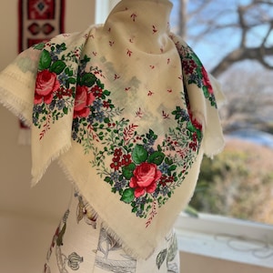 Choice of three Vintage wool Russian Pavlov posad shawl scarf