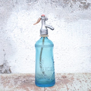 Rare Soda Seltzer Bottle, Small Half Liter Blue Seltzer